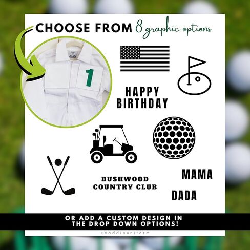 Caddie Adults Uniform Custom Golf Outfit (White) - Caddy Jumpsuit w/2 Front Pocket Patches,1 Back Patch in Saudi Arabia
