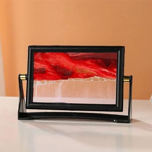 KHAOL 5-10inch Moving Sand Art Liquid Motion Sandscape Landscape Desktop Decor Relaxing Square Shape Sand Art Picture for Home Office Stress Relief Meditation Gift(Pink,10in) in Saudi Arabia