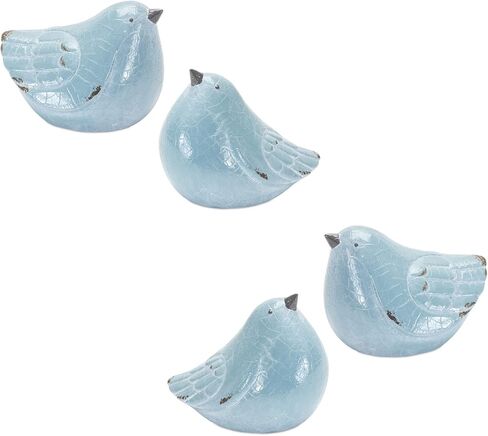 Melrose Set of 4 Terra Cotta Bird with Blue Finish 85564DS in Saudi Arabia