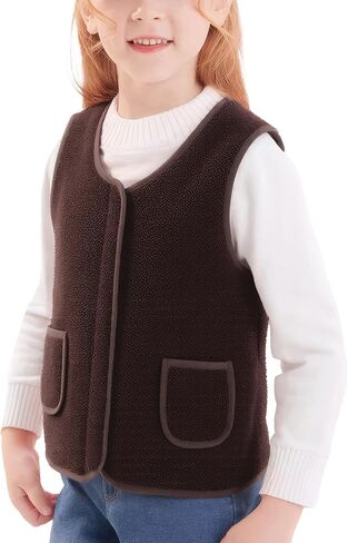 Happy Cherry 2025 Kids Winter Fleece Vest Boys Girls Fleece Fuzzy Fall Winter Warm Outerwear with Pockets Adorable in Saudi Arabia
