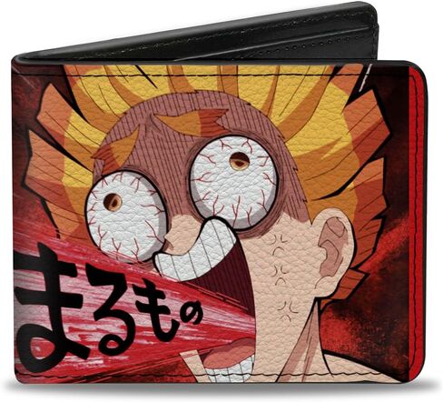 Demon Slayer Wallet, Bifold, Demon Slayer Zenitsu Agatsuma Shouting Pose and Logo Reds, Vegan Leather in Saudi Arabia