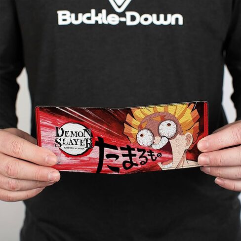 Demon Slayer Wallet, Bifold, Demon Slayer Zenitsu Agatsuma Shouting Pose and Logo Reds, Vegan Leather in Saudi Arabia