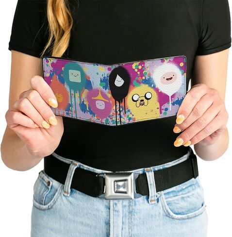 Buckle-Down Cartoon Network Wallet, Bifold, Adventure Time Characters Spray Paint Expressions Multi Color, Vegan Leather in Saudi Arabia