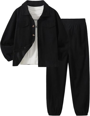 Toddler Boys Clothes Long Sleeve Corduroy Shirt Top and Pants Sets Casual Outfits for Spring Fall 2 Pieces 3-10Y in Saudi Arabia