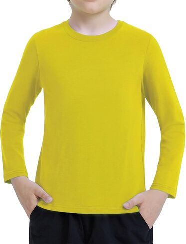 Kids Cotton Plain T-Shirt Lightweight T Shirt Short/Long Sleeve Boys Girls Tee Tops Classic Shirts for Age 3-14 Years in Saudi Arabia