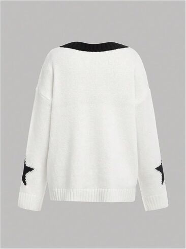 Girl's Number Letter Graphic Sweater Long Sleeve V Neck Knit Preppy Pullover Tops in Saudi Arabia