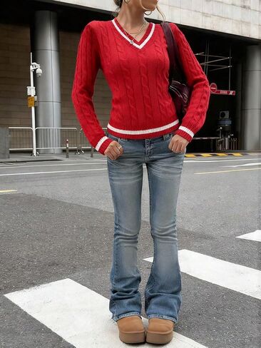 1-Piece Girls' & Teen Girls' Comfortable Versatile Casual Knit Sweater - Minimalist Fashion for Daily Wear in Saudi Arabia
