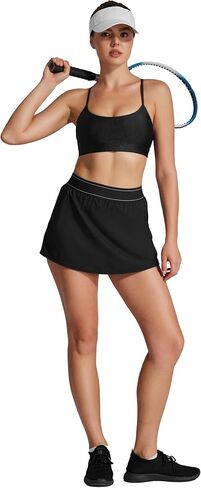 Women's Tennis Golf Skirts High Waisted with Pockets Inner Shorts for Athletic Skorts Sports Running in Saudi Arabia