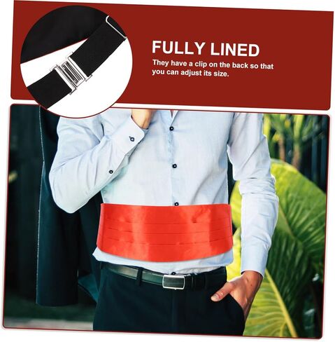 3pcs Men's Satin Cummerbund Bow Tie and Pocket Handkerchief Formal Tuxedo Accessories for Wedding Party in Red in Saudi Arabia