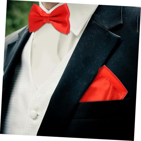 3pcs Men's Satin Cummerbund Bow Tie and Pocket Handkerchief Formal Tuxedo Accessories for Wedding Party in Red in Saudi Arabia