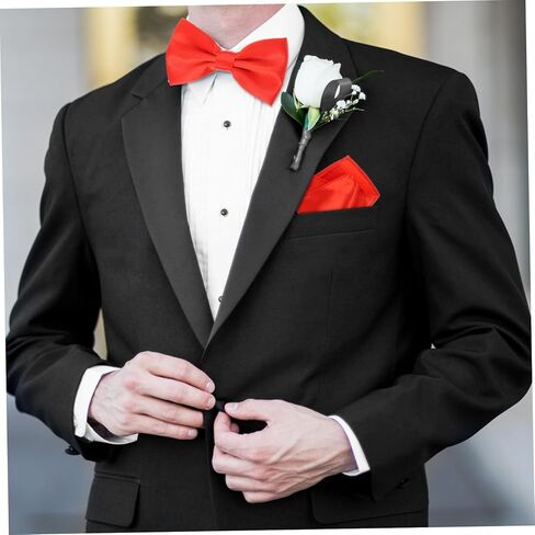 3pcs Men's Satin Cummerbund Bow Tie and Pocket Handkerchief Formal Tuxedo Accessories for Wedding Party in Red in Saudi Arabia