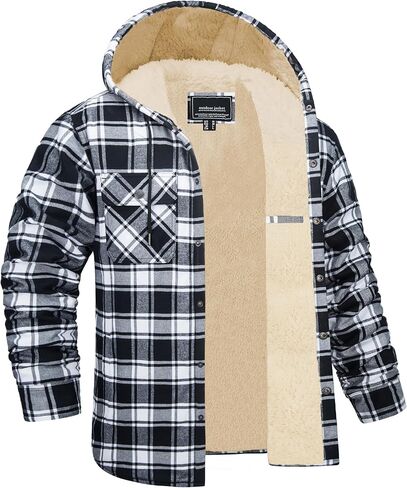 EKLENTSON Mens Winter Jacket Sherpa Lined Flannel Shirt Heavy Warm Coat Fleece Casual Button Down Cotton Plaid Hoodies in Saudi Arabia