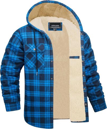 EKLENTSON Mens Winter Jacket Sherpa Lined Flannel Shirt Heavy Warm Coat Fleece Casual Button Down Cotton Plaid Hoodies in Saudi Arabia
