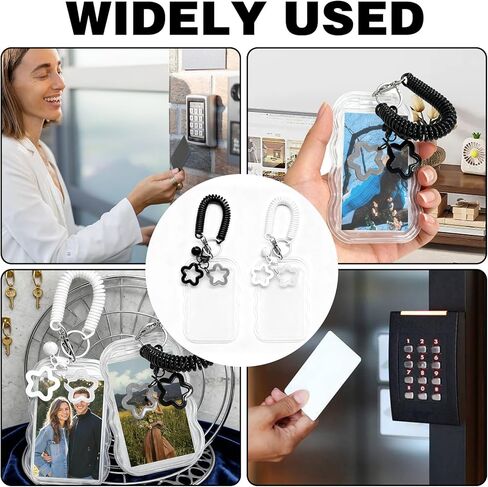 2Pcs Cute Black and White Photo Album Keychains, Cute Photocard Holder Supplies for Bus Student Card Photo Protector Personalized Trendy Storage Decorations in Saudi Arabia