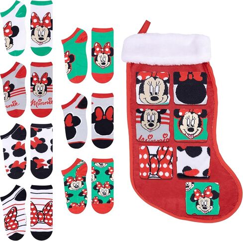 Minnie Mouse Girls 7-Pack Crew Socks with Christmas Stocking in Saudi Arabia