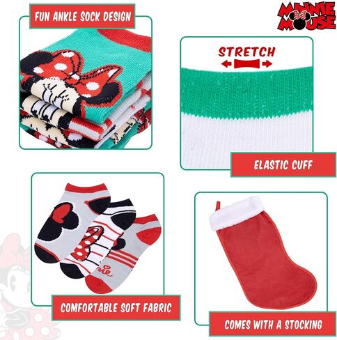 Minnie Mouse Girls 7-Pack Crew Socks with Christmas Stocking in Saudi Arabia