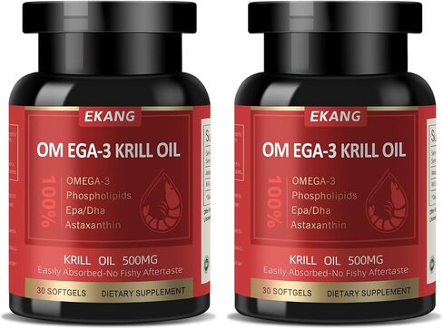 Antarctic Krill Oil - Wild Caught Omega 3 Krill Oil 500 mg with EPA, DHA, Astaxanthin & Phospholipids - Brain, Heart, Joint Support, Non-GMO, Gluten-Free, Antioxidant, Sustainably Sourced, 60 Softgels in Saudi Arabia