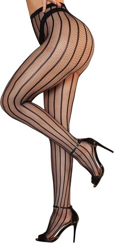 RSLOVE Women Sexy Fishnet Tights - High Waist Fishnet Striped Pantyhose Mesh Stockings Lingerie for Women in Saudi Arabia