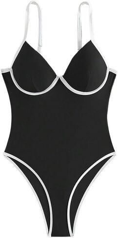 Women's Colorblock Backless One-Piece Swimsuit - High Stretch Monokini for Summer Beach Vacation in Saudi Arabia