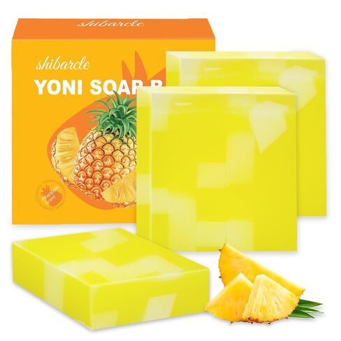 3 PCS Yoni Soap Bar, Organic Yoni Bar Soap Yoni Wash Feminine Wash for Women Ph Balance, Natural Deodorant Vaginal Body Bath Soap Body Wash Pineapple Handmade feminine soap in Saudi Arabia