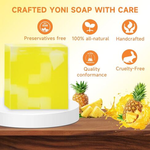 3 PCS Yoni Soap Bar, Organic Yoni Bar Soap Yoni Wash Feminine Wash for Women Ph Balance, Natural Deodorant Vaginal Body Bath Soap Body Wash Pineapple Handmade feminine soap in Saudi Arabia