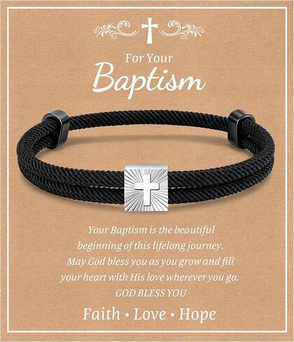 MEALGUET Easter Basket Stuffers for Boys : Adjustable Black Rope Faith Cross Bracelets for 6 8 10 12 14 16 Years Age Teenage Young Boy Son, Religious Jewelry Gift Ideas for Easter First Communion in Saudi Arabia