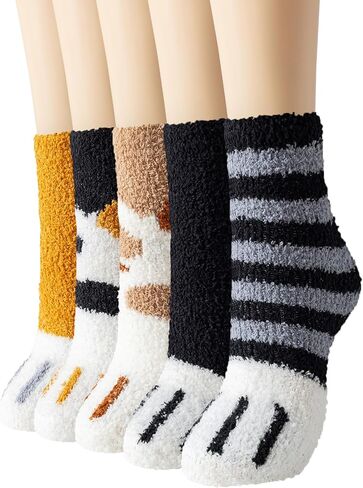 Women's Cat Paw Socks - Cozy Fluffy Soft Comfy Animal Slipper Socks for Women, Sleeping, Cute Christmas Gifts for Girls and Cat Lovers in Saudi Arabia