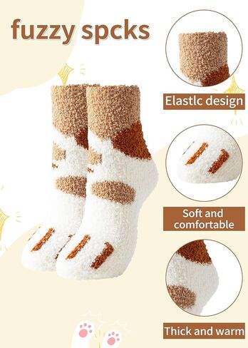Women's Cat Paw Socks - Cozy Fluffy Soft Comfy Animal Slipper Socks for Women, Sleeping, Cute Christmas Gifts for Girls and Cat Lovers in Saudi Arabia