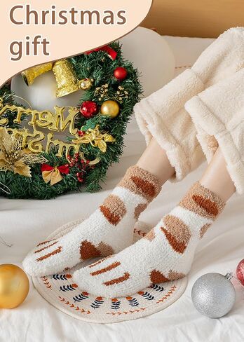 Women's Cat Paw Socks - Cozy Fluffy Soft Comfy Animal Slipper Socks for Women, Sleeping, Cute Christmas Gifts for Girls and Cat Lovers in Saudi Arabia