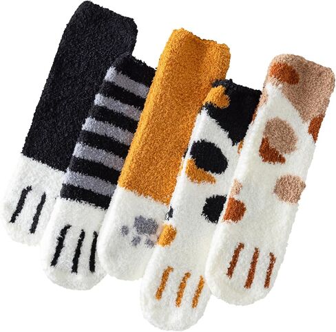 Women's Cat Paw Socks - Cozy Fluffy Soft Comfy Animal Slipper Socks for Women, Sleeping, Cute Christmas Gifts for Girls and Cat Lovers in Saudi Arabia