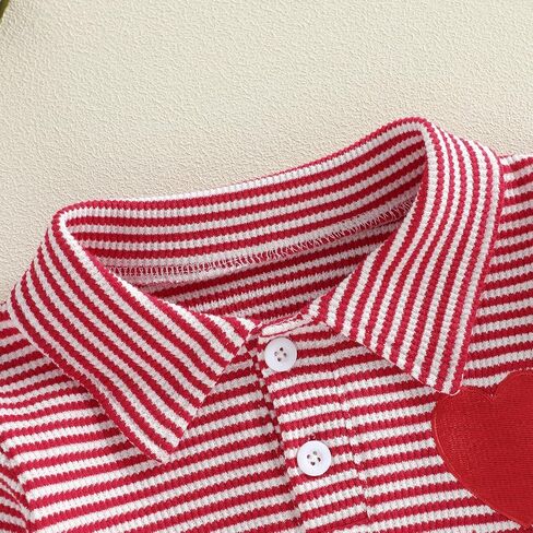 Suolongsama Toddler Baby Boy Valentines Outfit Stripe Heart Embroidery Pullover Sweatshirt Long Sleeve Shirt Winter Clothes in Saudi Arabia