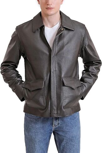 سترة جلدية للرجال من Landing Leathers طراز Raider Indy مع بطانة قابلة للإزالة (متوفرة أيضًا باللون الطويل) in Kuwait