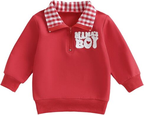 Suolongsama Toddler Baby Boy Valentines Outfit Stripe Heart Embroidery Pullover Sweatshirt Long Sleeve Shirt Winter Clothes in Saudi Arabia