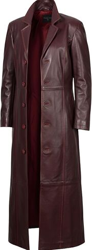 Leather Trench Coat Mens Real Lambskin Leather Duster Long Jacket Full Length Classic Overcoat Winter Outwear in Saudi Arabia