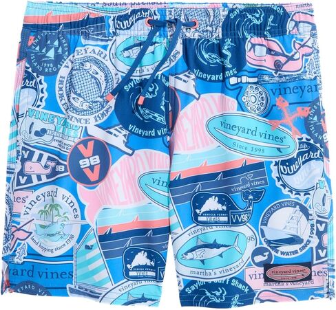 سروال سباحة تشابي مطبوع للأولاد من Vineyard Vines، ماء مثلج، M in Saudi Arabia