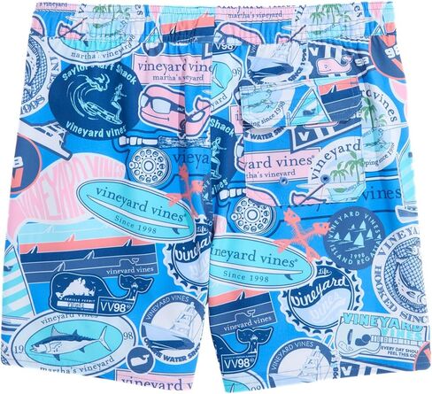 سروال سباحة تشابي مطبوع للأولاد من Vineyard Vines، ماء مثلج، M in Saudi Arabia
