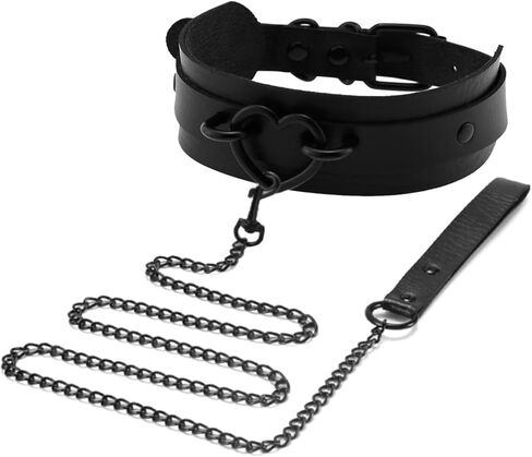 طوق أسود على شكل قلب للنساء، مجموعة سلسلة جسم على شكل قلادة من جلد البولي يوريثان لملحقات Punk Emo Y2K التأثيرية in Kuwait