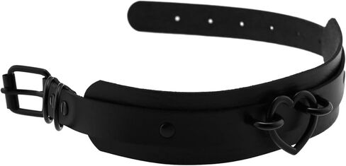 طوق أسود على شكل قلب للنساء، مجموعة سلسلة جسم على شكل قلادة من جلد البولي يوريثان لملحقات Punk Emo Y2K التأثيرية in Kuwait