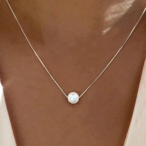 1 Pc Simple Elegant Sterling Silver Single Pearl Collarbone Necklace Jewelry Gift for Women in Saudi Arabia
