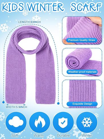 12 Sets 24pcs Kids Beanie Hat Scarf Winter Set Warm Knitted Cap for School Christmas Homeless Donation Boys Girls 5-10 Years (Colorful) in Saudi Arabia
