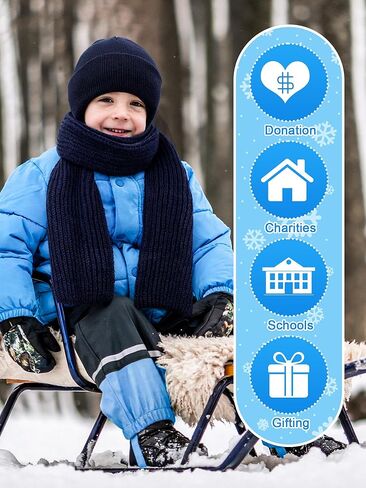 12 Sets 24pcs Kids Beanie Hat Scarf Winter Set Warm Knitted Cap for School Christmas Homeless Donation Boys Girls 5-10 Years (Colorful) in Saudi Arabia