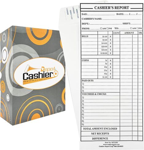 500 Cashier Depot MT235S Cashier's Report Envelope, 4 1/2" x 10 3/8", Sturdy 24lb White (500 Envelopes) (Peel & Seal Flap) in Kuwait
