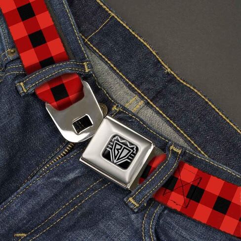 Buckle-Down Seatbelt Belt - Buffalo Plaid Black/Red - 1.0" Wide - 20-36 Inches in Length in Saudi Arabia