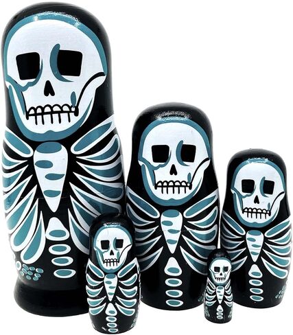 Cute Cartoon Rabbit Nesting Dolls Wooden Matryoshka Russian Doll Handmade Stacking Toy Set 5 Pieces for Kids in Saudi Arabia