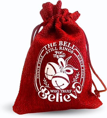 “Believe" Sleigh Bell Gift Box – North Pole Christmas Set with Silver Bell, Red Burlap Bag, Santa’s Certified Seal, Train Ticket & Name Tag for Kids & Families in Saudi Arabia