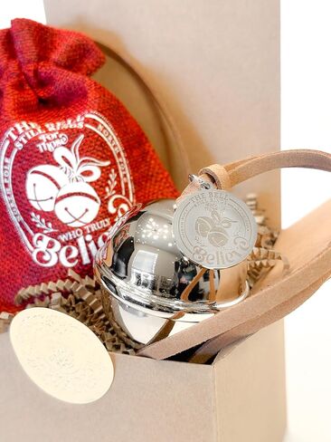 “Believe" Sleigh Bell Gift Box – North Pole Christmas Set with Silver Bell, Red Burlap Bag, Santa’s Certified Seal, Train Ticket & Name Tag for Kids & Families in Saudi Arabia