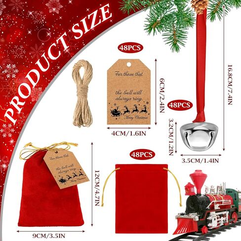 Duraaamo 24 Sets Christmas Polar Themed Party Gifts Bulk Believe Bell Ornaments Santa Sleigh Bells Christmas Train Party Gifts Stocking Stuffers Holiday Decoration for Xmas Tree Home (Silver) in Saudi Arabia