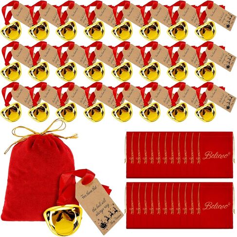Duraaamo 24 Sets Christmas Polar Themed Party Gifts Bulk Believe Bell Ornaments Santa Sleigh Bells Christmas Train Party Gifts Stocking Stuffers Holiday Decoration for Xmas Tree Home (Silver) in Saudi Arabia