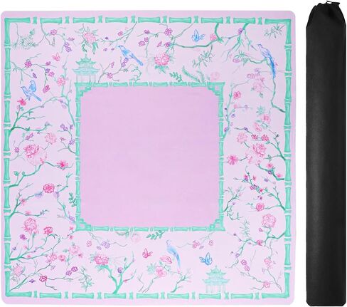 Large Blue Mahjong Mat with Black Carrying Bag, Anti-Slip, Noise-Reducing Table Cover for Mahjong, Poker, Board Games, Dominoes, and Card Games (31.5" x 31.5") in Kuwait