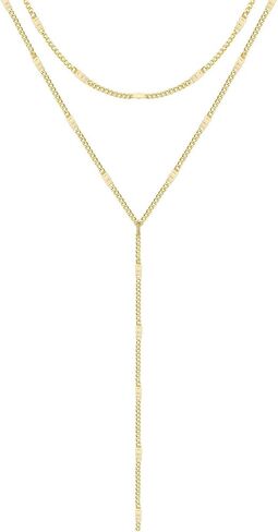 قلادة Zeffy Lariat الذهبية للنساء، قلادة طويلة أنيقة 14 قيراط مطلية بالذهب/الفضة بطبقات تشيكوسلوفاكيا مطرزة بسلسلة على شكل حرف Y، سلسلة مكدسة، قلادة زفاف عصرية بسيطة، هدايا مجوهرات ذهبية in Kuwait